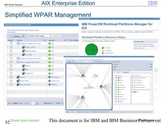 © 2010 IBM Corporation
52 This document is for IBM and IBM Business Partners onl
IBM Power Systems
Simplified WPAR Management
AIX Enterprise Edition
 