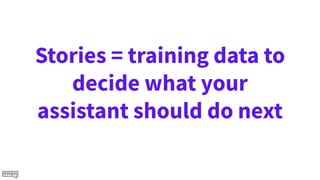 Stories = training data to
decide what your
assistant should do next
 