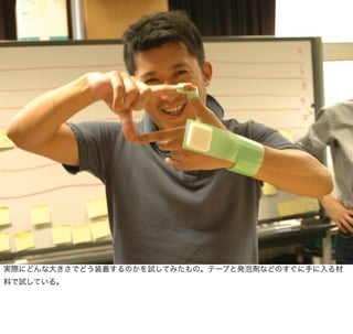 実際にどんな大きさでどう装着するのかを試してみたもの。テープと発泡剤などのすぐに手に入る材
料で試している。
 