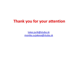 Thank you for your attention
lukas.jurik@stuba.sk
monika.sujakova@stuba.sk
 