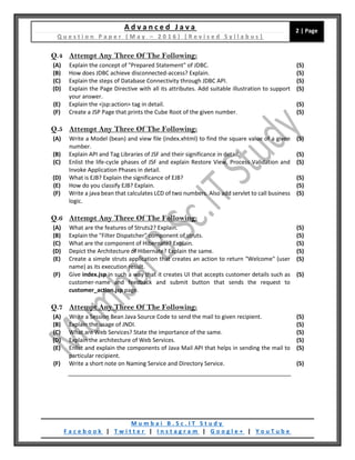 Advanced Java (Revised Syllabus) [QP / May - 2016] | PDF