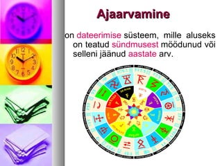 AAjjaaaarrvvaammiinnee 
on dateerimise süsteem, mille aluseks 
on teatud sündmusest möödunud või 
selleni jäänud aastate arv. 
 