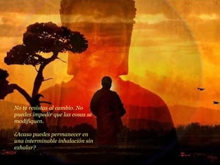 No te resistas al cambio. No puedes impedir que las cosas se modifiquen. ¿Acaso puedes permanecer en una interminable inhalación sin exhalar? 