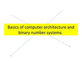 Basics of computer architecture and
binary number systems.
 