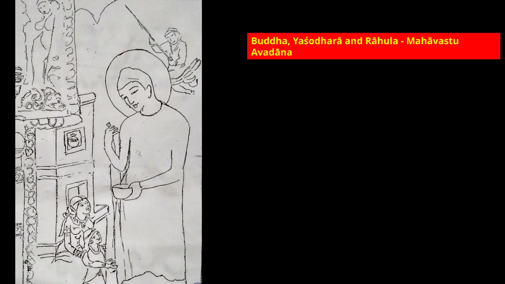 Buddha, Yaśodharā and Rāhula - Mahāvastu
Avadāna
 