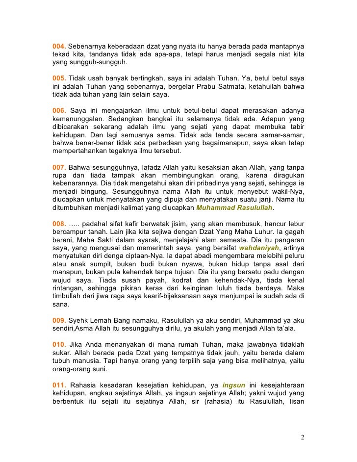 Ajaran Dan Pemikiran Syekh Siti