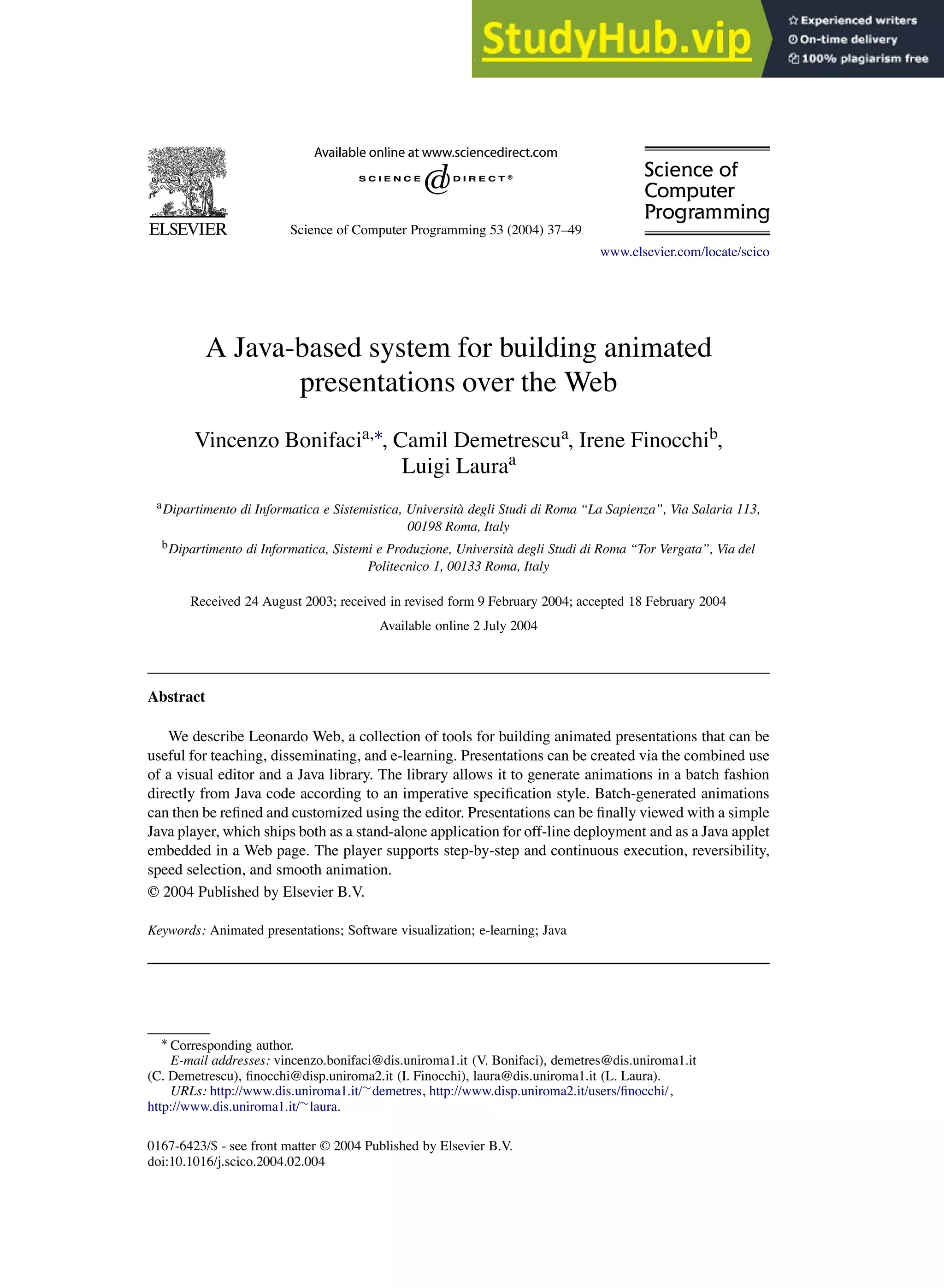 A Java-Based System For Building Animated Presentations Over The Web | PDF