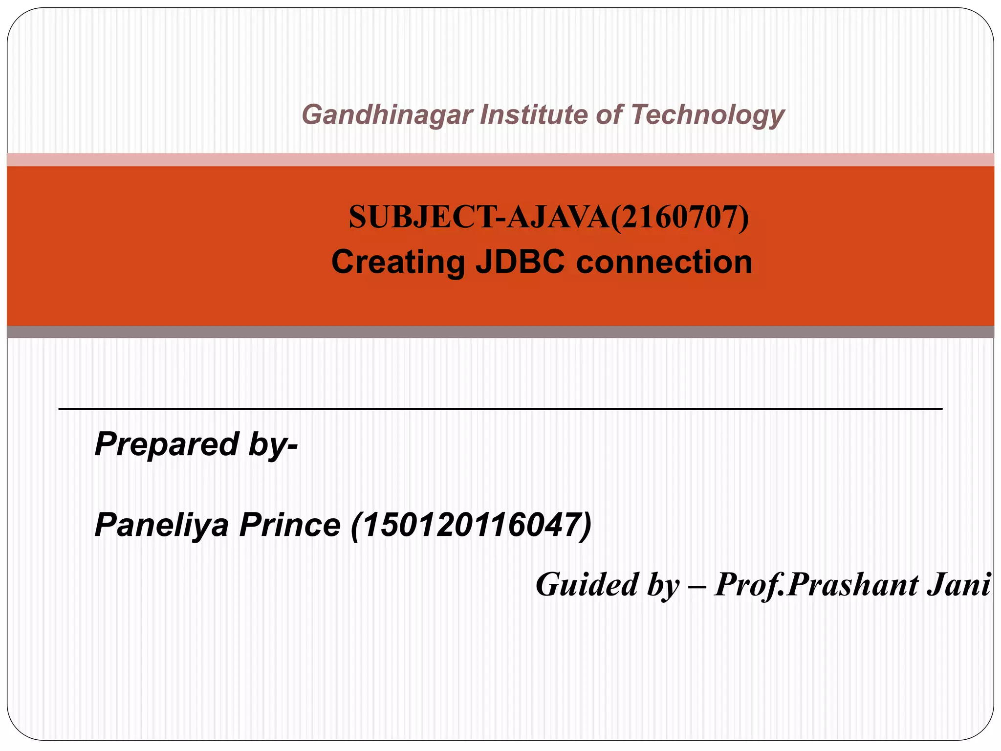 creating jdbc connection PPT