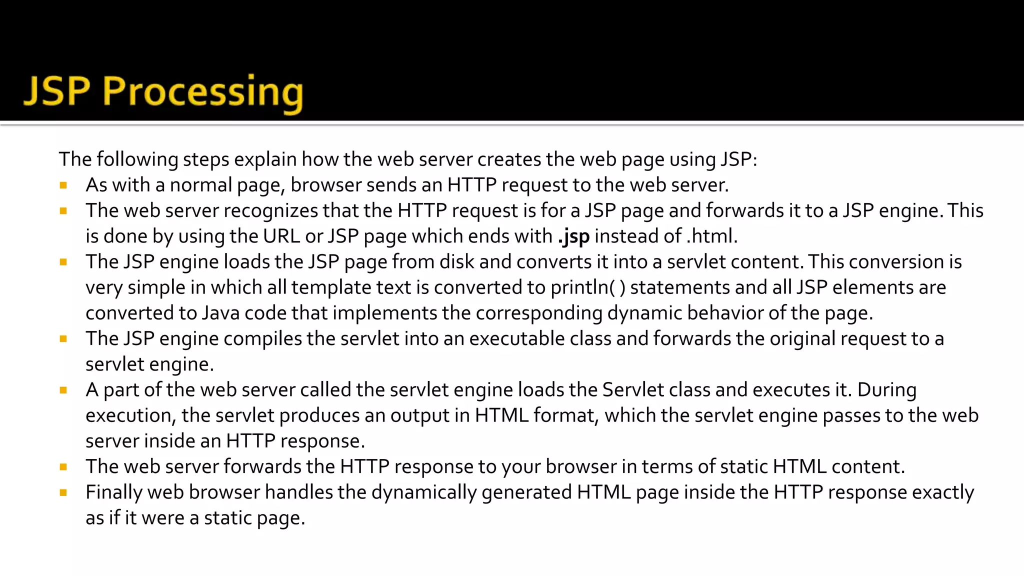 JSP overview | PPTX | Web Development | Internet