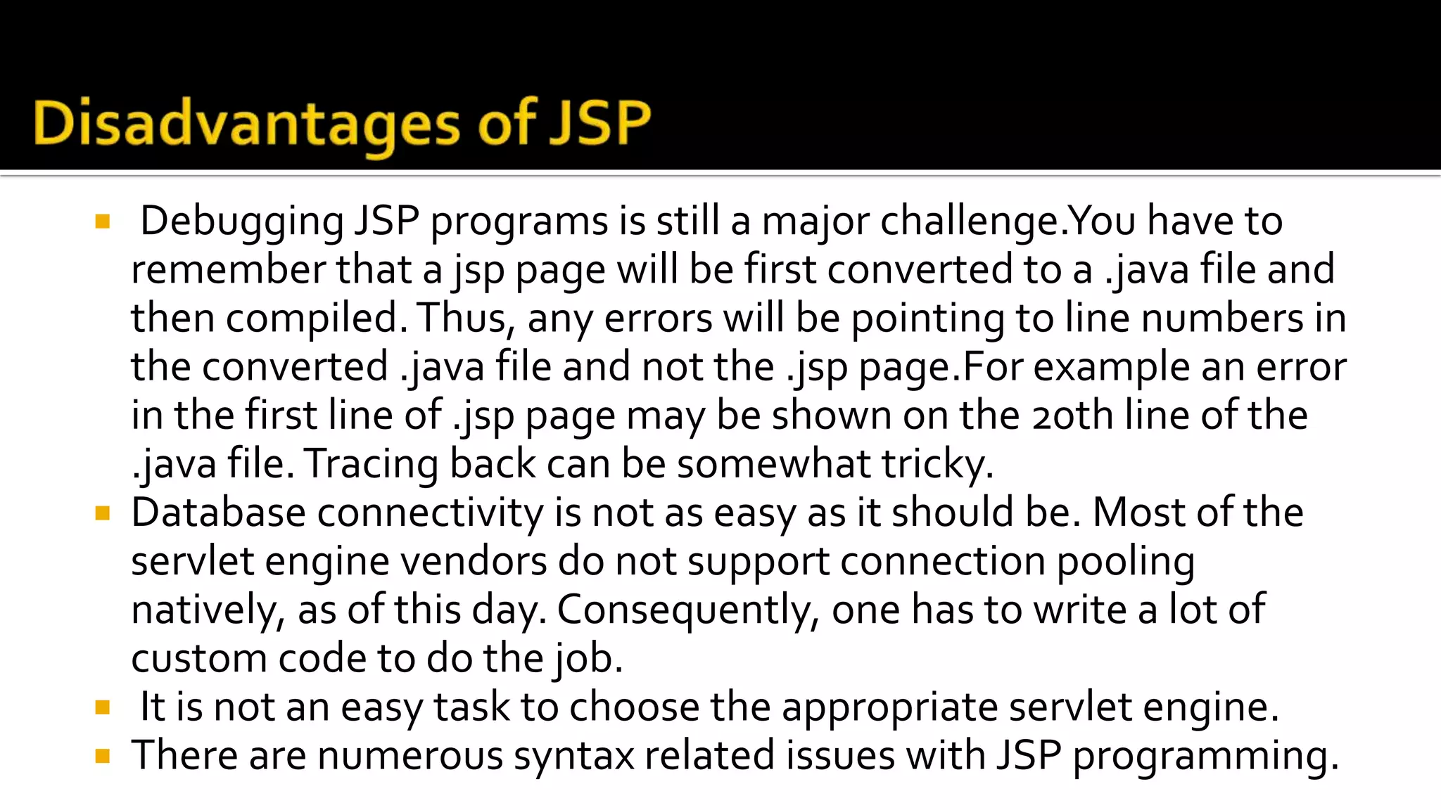 JSP overview | PPTX | Web Development | Internet