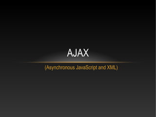 (Asynchronous JavaScript and XML)
AJAX
 
