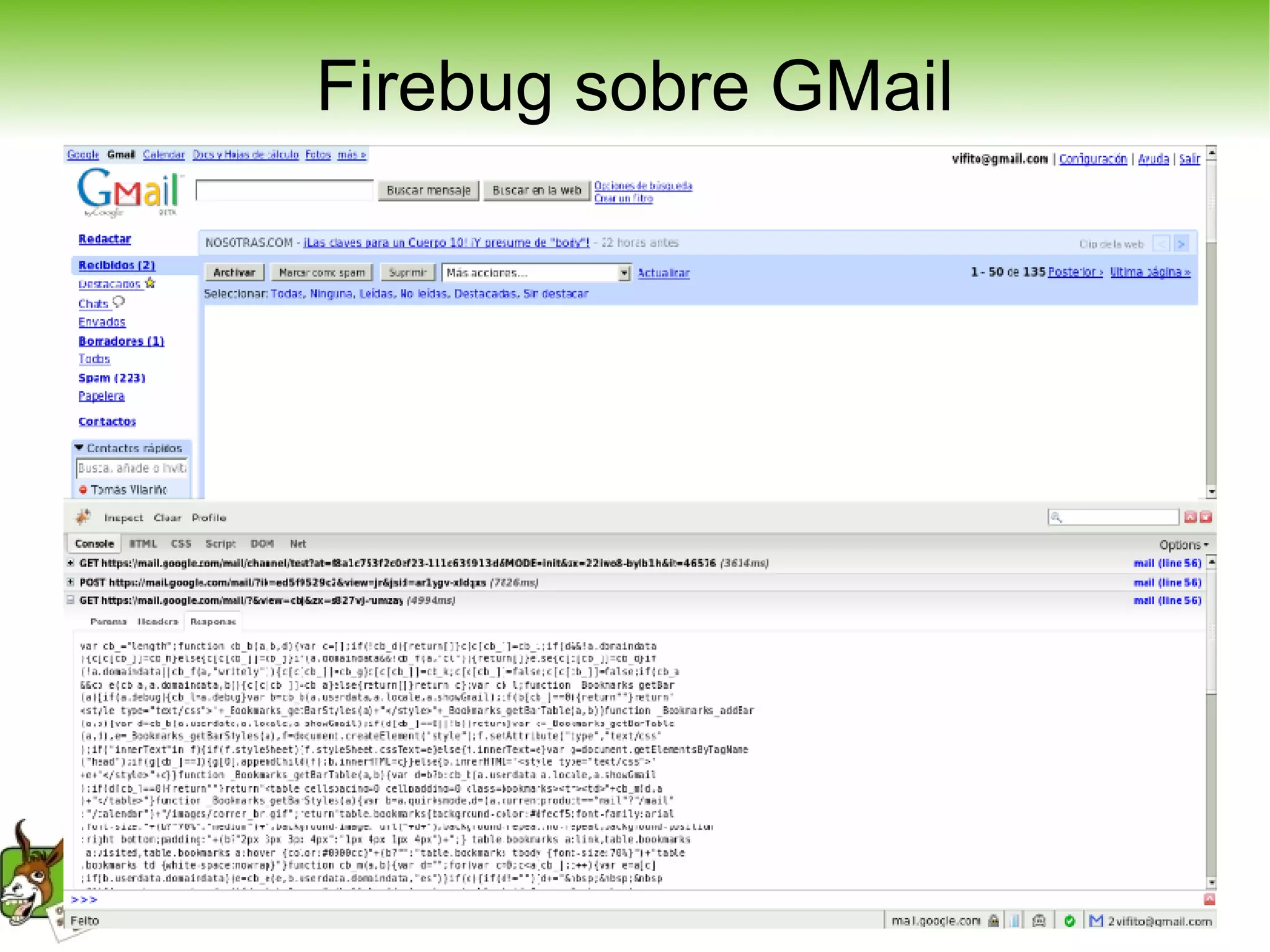 Firebug sobre GMail 
