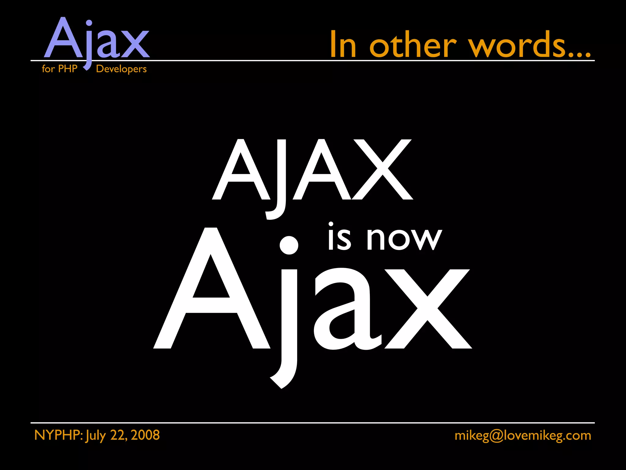 Ajax for PHP Developers
