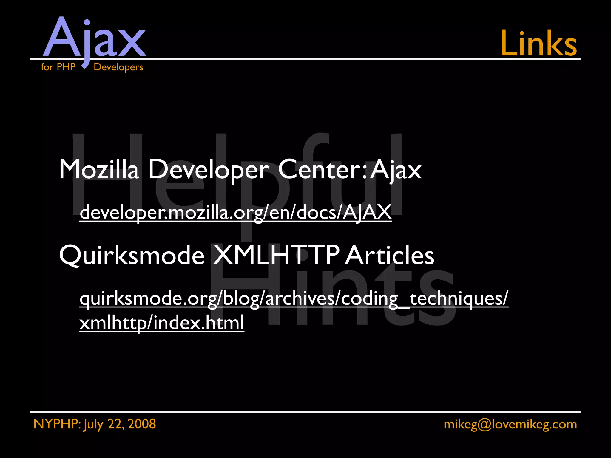 Ajax for PHP Developers