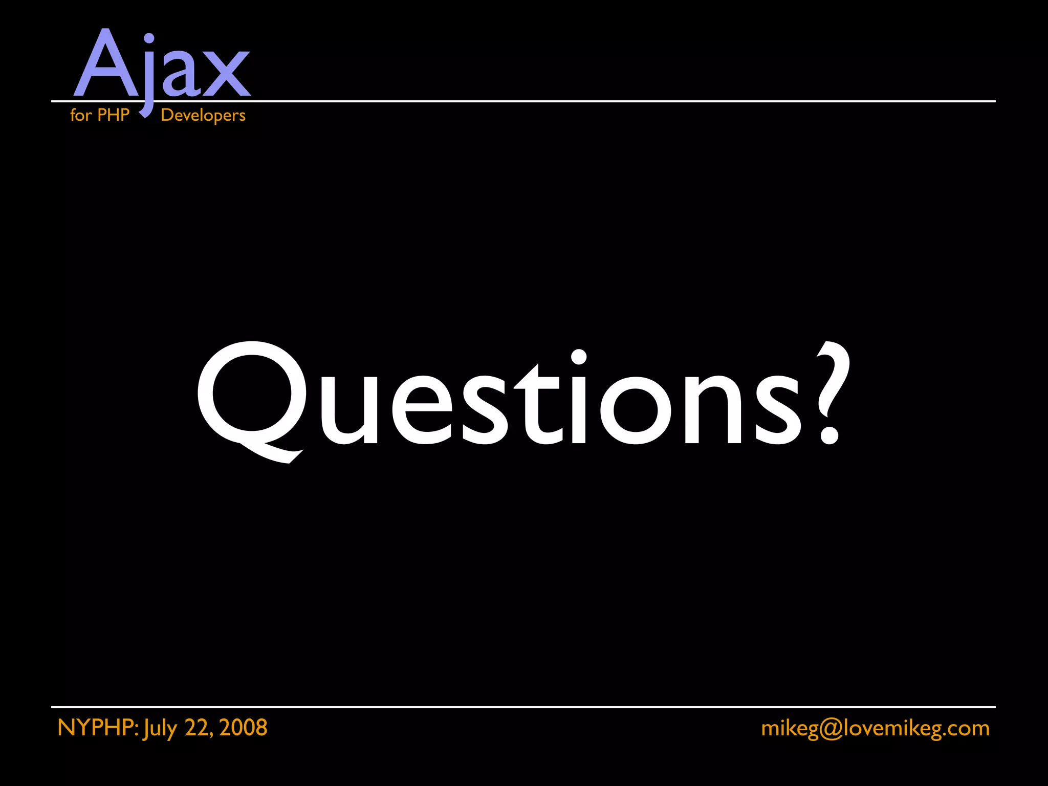 Ajax for PHP Developers
