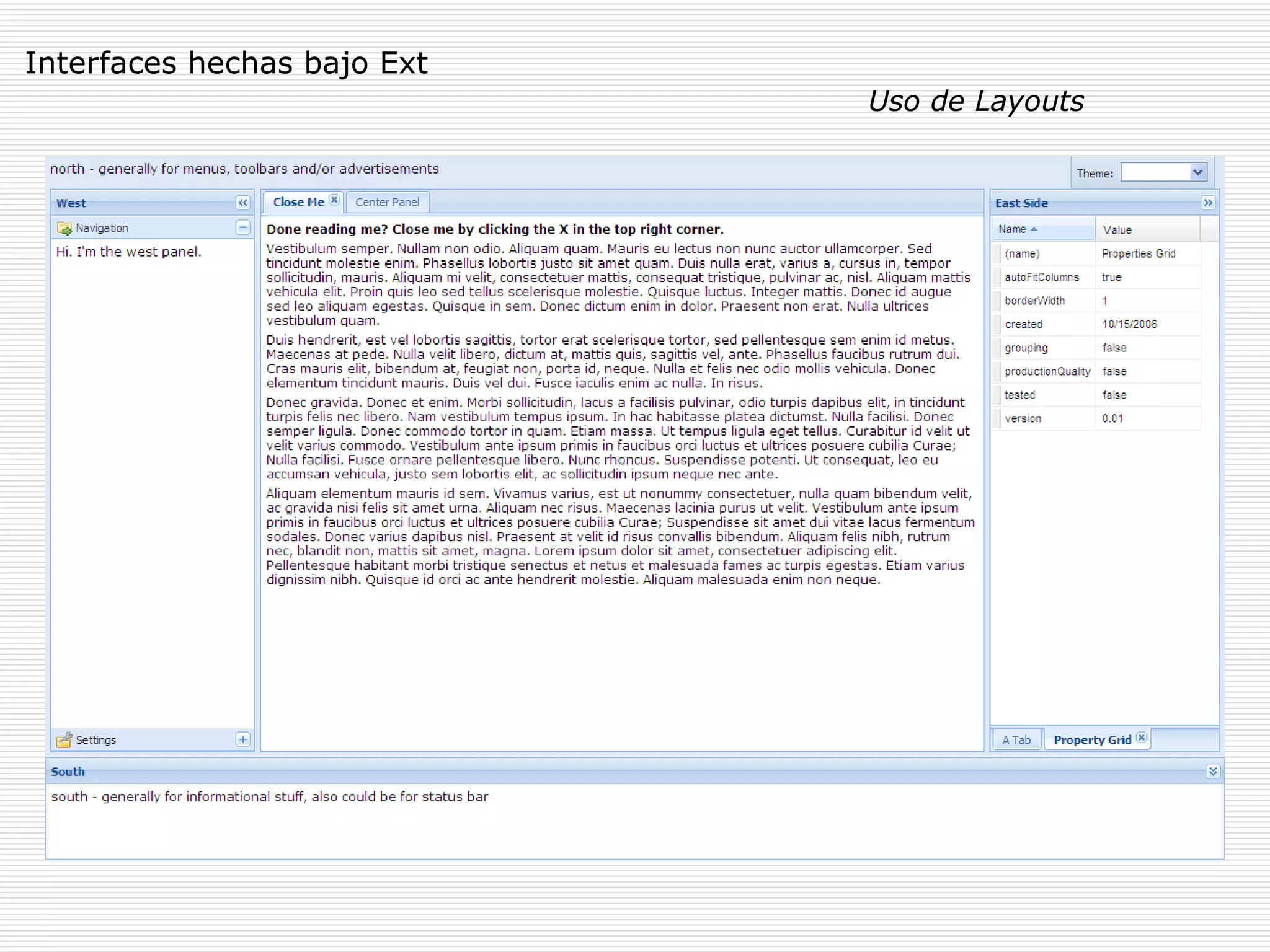 Interfaces hechas bajo Ext Uso de Layouts 