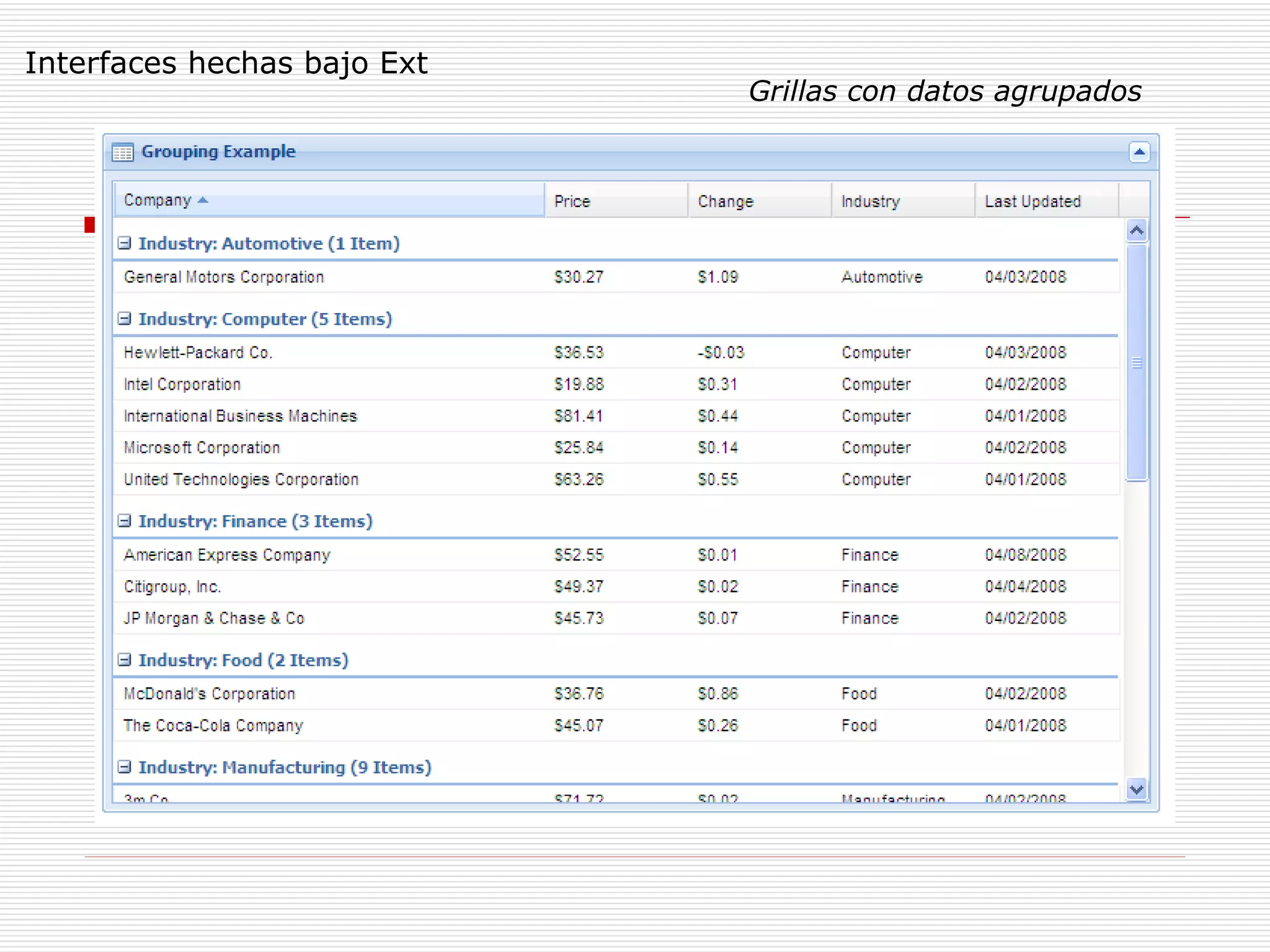 Interfaces hechas bajo Ext Grillas con datos agrupados 