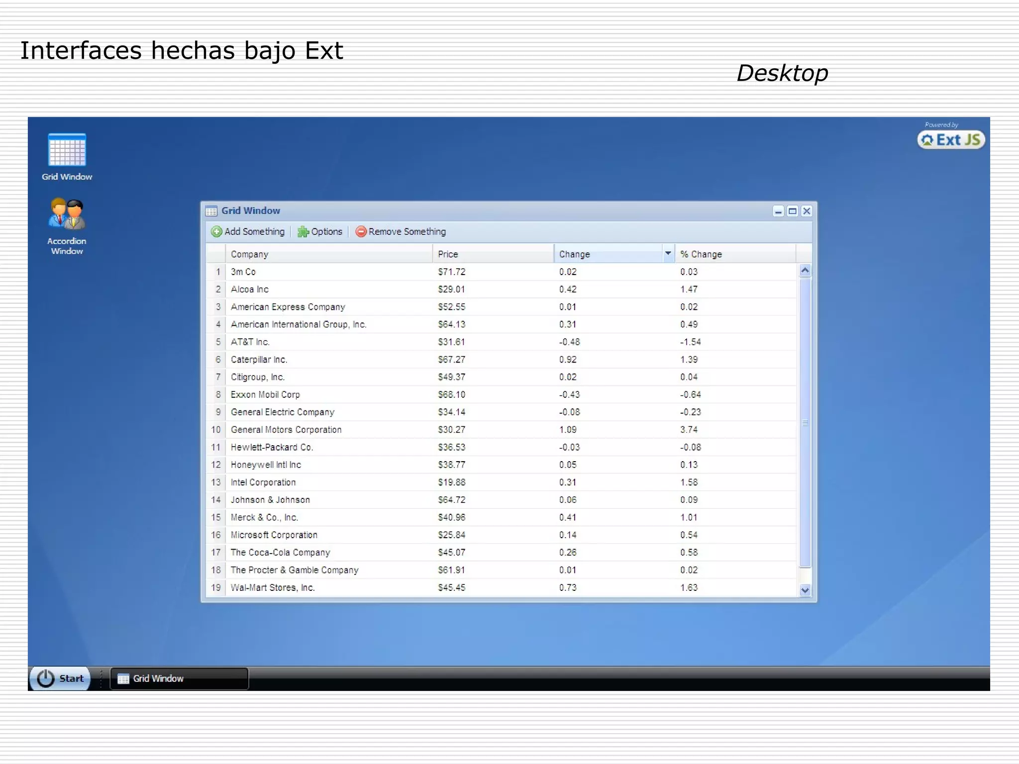 Interfaces hechas bajo Ext Desktop 
