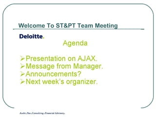 Welcome To ST&PT Team Meeting 