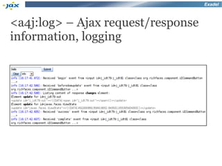 Exadel



<a4j:log> – Ajax request/response
information, logging
 
