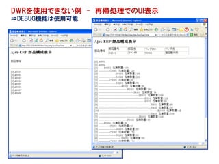 DWRを使用できない例 – 再帰処理でのUI表示
⇒DEBUG機能は使用可能
 