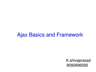 Ajax Basics and Framework K.shivaprasad 9092696592 