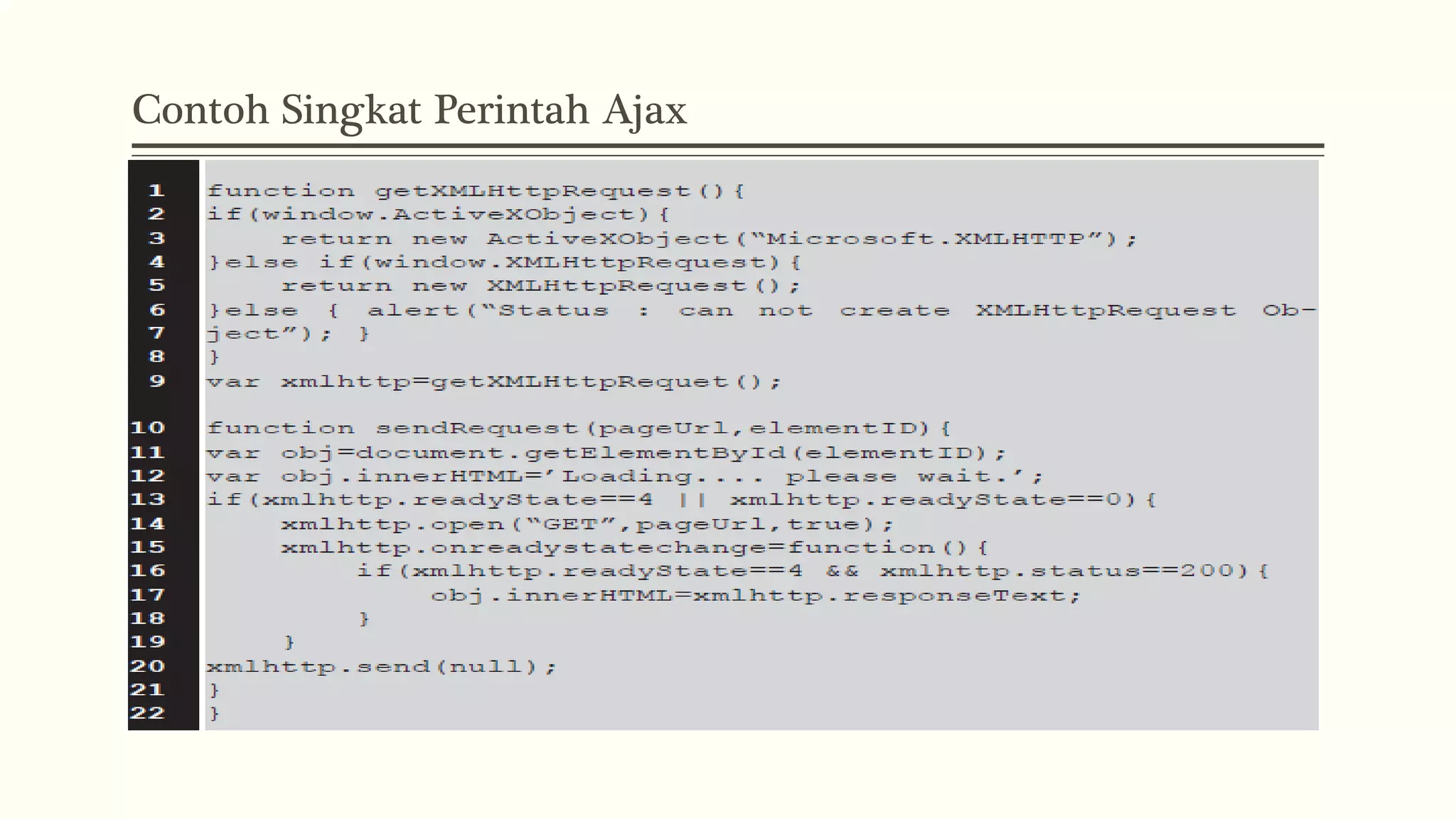 Contoh Singkat Perintah Ajax 