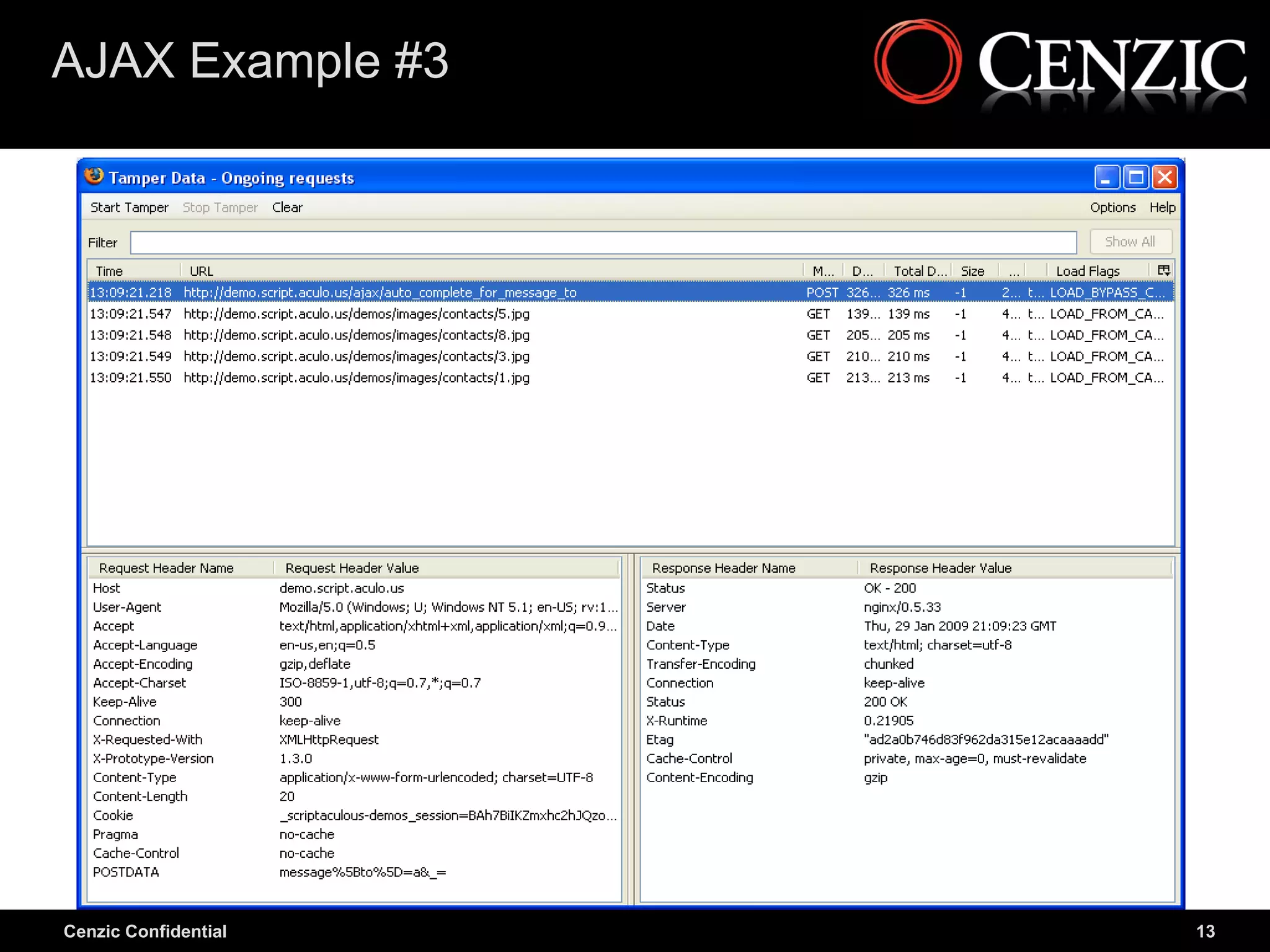 AJAX Example #3




Cenzic Confidential   13
 