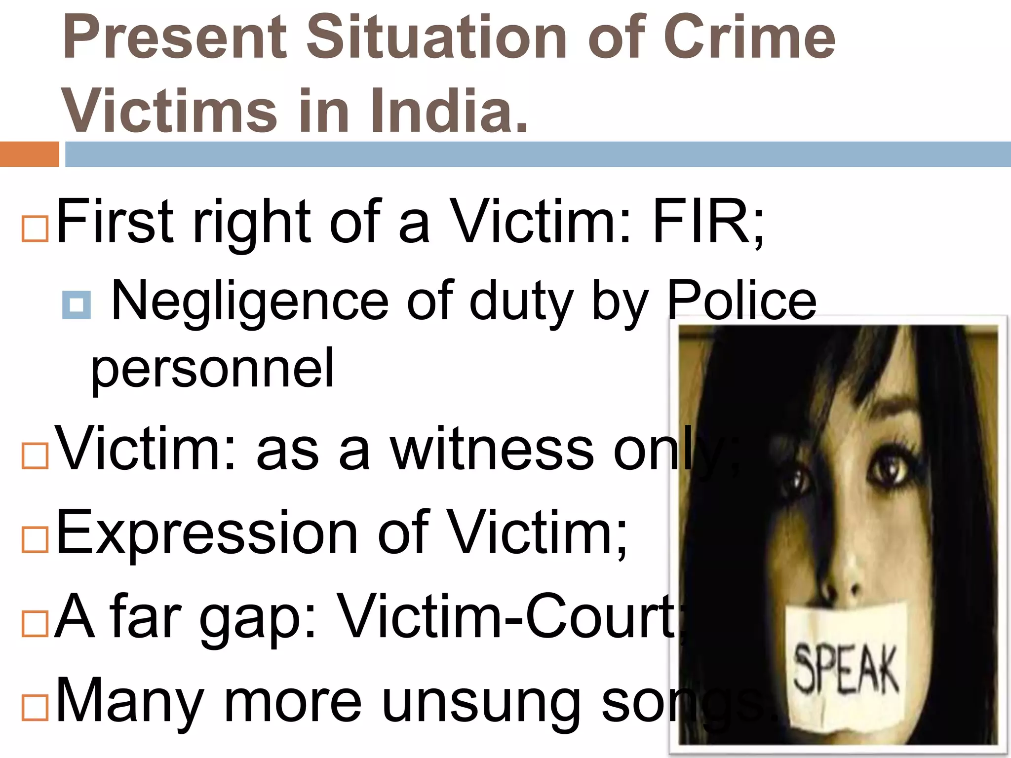 The Rights of Crime Victims In Indian Criminal Justice System | PPTX