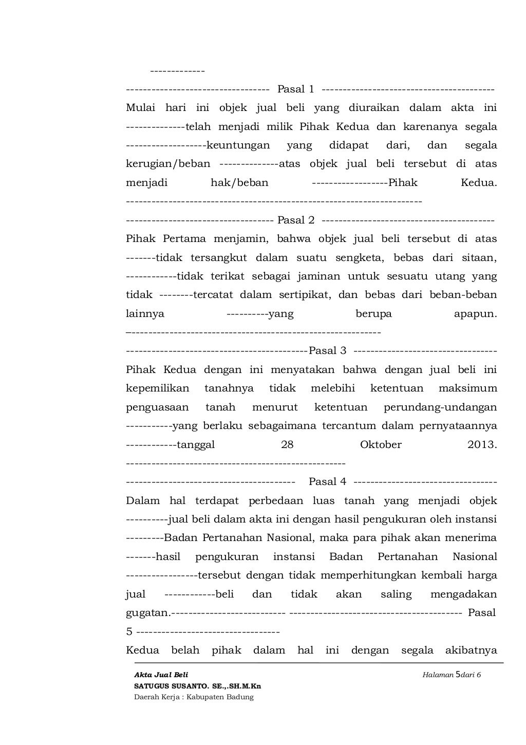 AKTA JUAL BELI ( CONTOH )