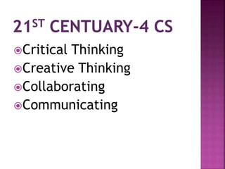 Critical Thinking
Creative Thinking
Collaborating
Communicating
 