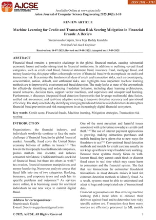 Machine Learning for Credit and Transaction Risk Scoring Mitigation in ...
