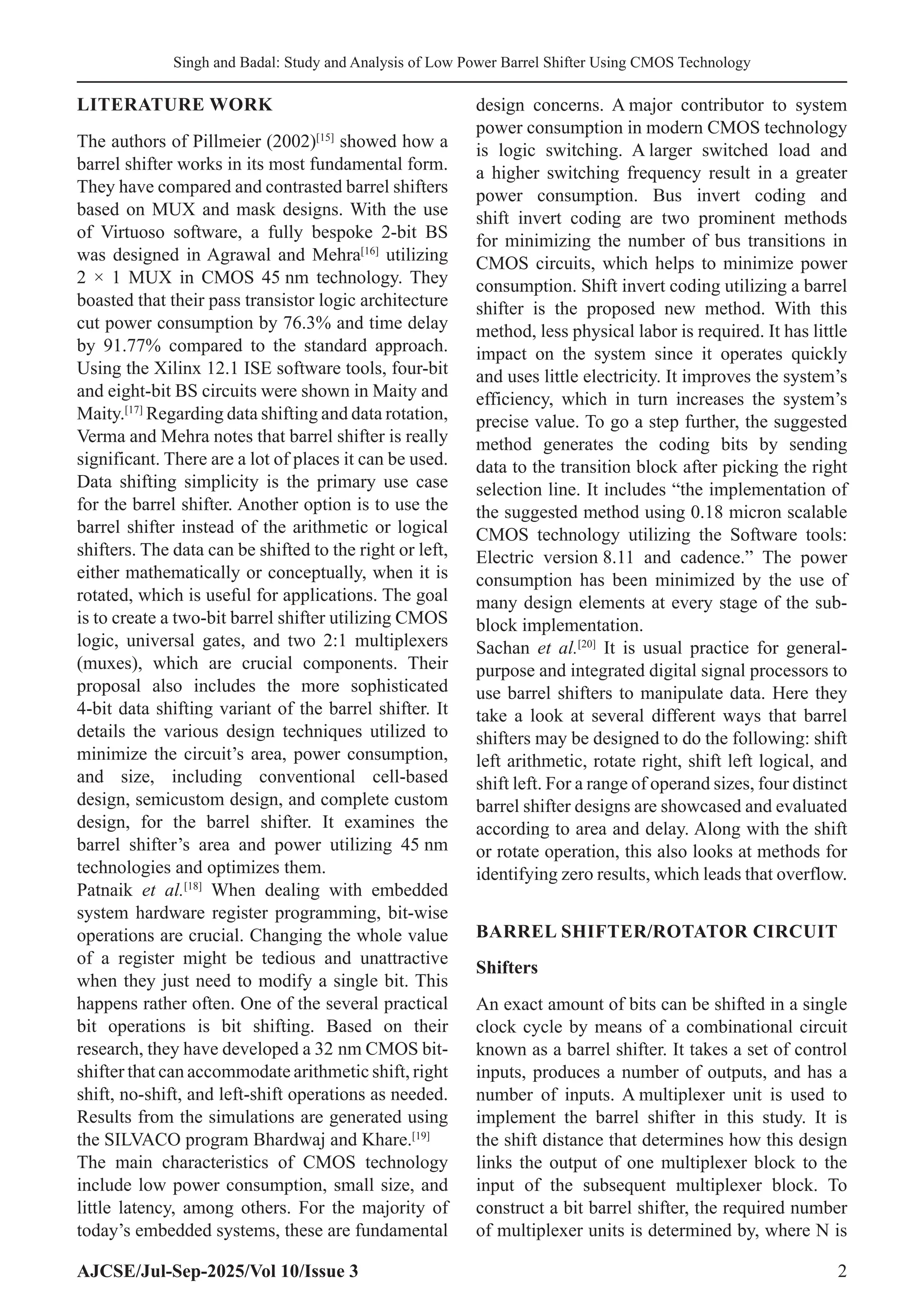 Study and Analysis of Low Power Barrel Shifter Using CMOS Technology | PDF