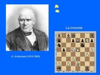A. Anderssen(1818-1869)
Ajedrecistas
matemáticos
La inmortal
 