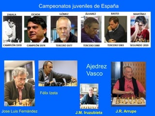 Campeonatos juveniles de España
Jose Luis Fernández
Félix Izeta
J.R. ArrupeJ.M. Iruzubieta
Ajedrez
Vasco
 
