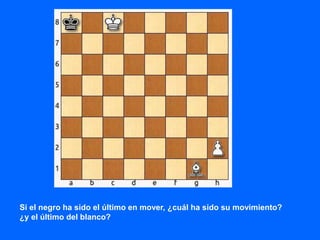 Si el negro ha sido el último en mover, ¿cuál ha sido su movimiento?
¿y el último del blanco?
 