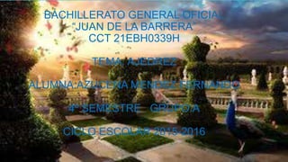 BACHILLERATO GENERAL OFICIAL
“JUAN DE LA BARRERA”
CCT 21EBH0339H
TEMA: AJEDREZ
ALUMNA:AZUCENA MENDEZ FERNANDO
4º SEMESTRE GRUPO:A
CICLO ESCOLAR 2015-2016
 