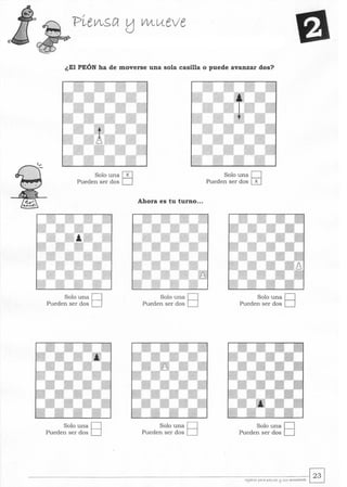 ¿El PEÓN ha de moverse una sola casilla o puede avanzar dos?
Solo una [i]
Pueden ser dos D
Solo una D
Pueden ser dos D
Solo una D
Pueden ser dos D
Ahora es tu turno...
Solo una D
Pueden ser dos D
Solo una D
Pueden ser dos D
Solo una D
Pueden ser dos 0
Solo una D
Pueden ser dos D
Solo una D
Pueden ser dos D
 