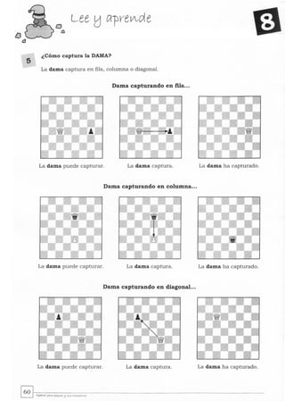 t:J
13
5
Lee ¡j ¡;¡preV.,de
¿Cómo captura la DAMA?
La dama captura en fila, columna o diagonal.
Dama capturando en fila...
La dama puede capturar. La dama captura.
Dama capturando en columna...
La dama puede capturar. La dama captura.
Dama capturando en diagonal...
La dama puede capturar. La dama captura.
La dama ha capturado.
La dama ha capturado.
La dama ha capturado.
~~.--------------------------------­~ AJ~,a: pala rtq«t5!1 s"",, ","""",tmes
 