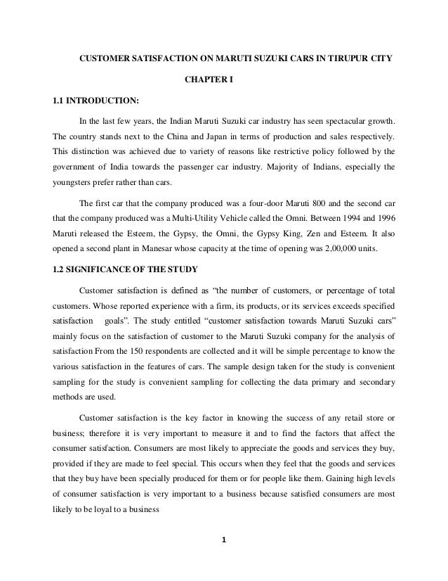 literature review of customer satisfaction in maruti suzuki