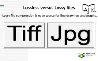 Lossless versus Lossy files
Lossy file compression is even worse for line drawings and graphs.
 