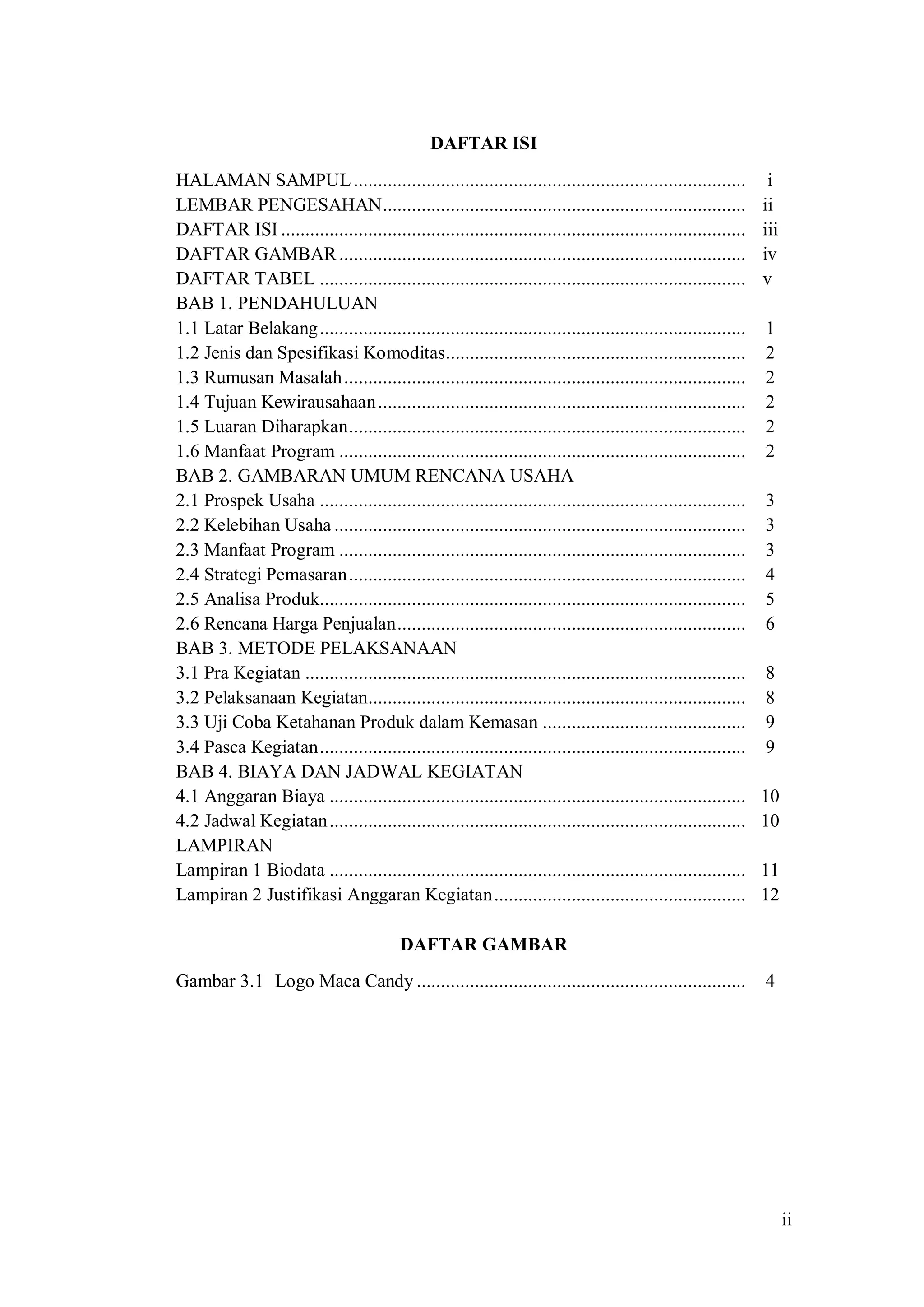 Contoh Tugas Bisnis Plan / Proposal PKM | PDF