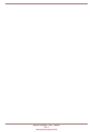 REDAÇÃO
Em um dos fóruns mais populares da Internet, uma adolescente posta a seguinte mensagem no dia anterior ao
segundo turno das eleições de 2010:
A Dilma me desculpe, mas amanhã eu vou à praia! Eu tenho 16 e não sou obrigada a votar, então... praia aí vou eu!
Meu pai e minha mãe vai justificar. (sic)
Outro adolescente comenta a postagem acima:
Olha que legal, tenho 16 anos e vou votar sim, sou brasileiro, e vou exercer meu direito civil. Se você ainda não
compreendeu esse ato, daqui uns anos você irá entender muito bem! Se você não gosta de eleições, ou mesmo de
política por motivos de corrupção, acho melhor você gostar mais ainda, porque se você não gosta, dá para mudar.
Uma pessoa sozinha não muda quase nada, mais milhões de brasileiros juntos, muda muito, e como muda. Talvez
você não me entende, e independente de quem vou votar amanhã, é um direito meu, que se eu não valorizar ele,
podemos perder muito com isso, lógico se muitos pensarem assim. Por isso, te aconselho, nas próximas eleições, que
será eleições regionais, vote, pesquise, pense, e exerça seu direito! (sic)
As duas postagens acima revelam concepções distintas acerca do processo eleitoral e da maneira como ele se
organiza no Brasil.
Com base em sua reflexão, elabore um texto dissertativo-argumentativo, com obrigatoriamente entre 25 e 30 linhas,
discutindo a seguinte questão:
     Abrir mão do direito de votar significaria recusar futuramente o dever de fazê-lo?
Como reza o edital, em seu item 9.7, as redações serão corrigidas com base no seguinte critério:
                (A) ASPECTOS MACROESTRUTURAIS                                  PONTUAÇÃO
      1 – Apresentação, legibilidade, margens e parágrafos                          1,0
      2 – Adequação ao tema e/ou à tipologia textual                                1,0
      3 – Estrutura textual (construção pertinente de                               2,0
      introdução, desenvolvimento e conclusão)
      4 – Pertinência e riqueza de argumentos/exemplos                              2,0
      5 – Relação lógica entre as ideias                                            2,0
      6 – Objetividade, ordenação e clareza das ideias                              2,0
      TOTAL                                                                        10,0

                (B) ASPECTOS MICROESTRUTURAIS                            FÓRMULA DE PONTUAÇÃO
       Indicação de um erro por cada ocorrência dos tipos a
       seguir:
       1 – Ortografia, acentuação e crase
       2 – Inadequação vocabular                                               NF = A – (3B/TL)
       3 – Repetição ou omissão de palavras
       4 – Falha de construção frasal ou falta de paralelismo                       onde:
       5 – Pontuação
       6 – Emprego de conectores                                                NF = Nota Final;
       7 – Concordância verbal ou nominal                         A = Soma dos aspectos macroestruturais;
       8 – Regência verbal ou nominal                             B = Quantidade de ocorrências dos erros;
       9 – Emprego e colocação de pronomes                        TL = Total de linhas efetivamente escritas.

        10 – Vícios de linguagem, estruturas não
        recomendadas e emprego de maiúsculas e
        minúsculas
9.7.1. O candidato não pode obter nota ZERO no item 2 dos aspectos macroestruturais (A), sob pena de ter sua
redação anulada.
9.7.2. A redação deverá ser composta utilizando-se obrigatoriamente entre 25 e 30 linhas.
9.7.3. Por linha efetivamente escrita entende-se a linha com no mínimo duas palavras completas, excetuando-se
preposições e conjunções.


                                       ANALISTA JUDICIÁRIO – TIPO 1 – BRANCO
                                                       Página 2
                                           www.pciconcursos.com.br
 