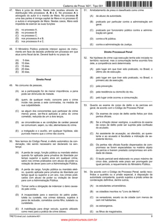 correta(s)?
9.    Assinale a alternativa em que não KDMD XPD RUDomR
      UHGX]LGD GH LQ¿QLWLYR                                      a)   Apenas a I.
                                                                  b)   Apenas a II.
      a) “Este texto pode ser visto como um pequeno               c)   Apenas a III.
         PDQXDO GH WUDEDOKR SDUD DWLYLVWDV VRFLDLV FDQGL        d)   Apenas a I e a II.
         GDWRV DGYRJDGRV MXt]HV SURPRWRUHV FLGDGmRV           e)   , ,, ,,, H ,9
         e cidadãs em geral.”
      b) “Uma dica seria ler cada capítulo coletivamente”     15. A circular é
      c) “para ressaltar a importância de que suas asses
         VRULDV VHMDP RULHQWDGDV SDUD R FRQKHFLPHQWR              a) UHVXPR HVFULWR GRV IDWRV H GHFLV}HV GH XPD
         dessa lei que tanto tem provocado cassações”                DVVHPEOHLD VHVVmR RX UHXQLmR SDUD XP GHWHU
      d) ³GH XWLOL]DomR GH LQVWUXPHQWRV OHJDLV DSWRV SDUD            PLQDGR ¿P
         ID]HU FHVVDU DWRV GH FDPSDQKD GH DGYHUViULRV´            b) FRUUHVSRQGrQFLD WUDGLFLRQDOPHQWH XWLOL]DGD SRU
      e) “de como articular as redes de entidades e mo              empresas comerciais.
         YLPHQWRV VRFLDLV GHQRPLQDGDV 20,7Ç6 ´              c) FRUUHVSRQGrQFLD SRU PHLR GD TXDO DOJXpP VH
                                                                     GLULJH D YiULDV UHSDUWLo}HV RX SHVVRDV
10. O tempo verbal predominante no texto é                        d) ¿FKD GH UHJLVWUR GH UHXQLmR
                                                                  e) WUDEDOKR FXLGDGRVR H H[DXVWLYR VREUH GHWHUPL
      a)   IXWXUR GR SUHWpULWR GR LQGLFDWLYR                        nado assunto.
      b)   IXWXUR GR SUHVHQWH GR LQGLFDWLYR
      c)   presente do indicativo.
      d)   SUHWpULWR LPSHUIHLWR GR VXEMXQWLYR
      e)   SUHWpULWR SHUIHLWR GR LQGLFDWLYR
Analista Judiciário - Área: Judiciária
                                                       4
                                             www.pciconcursos.com.br
 