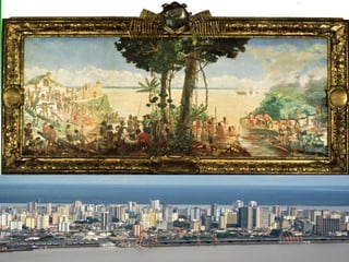 Após a conquista de São Luis do Maranhão em novembro de 1615, o Capitão-mor Francisco Caldeira Castelo Branco, partiu daquela cidade para a conquista da boca do rio Amazonas, a 25 de dezembro de 1615, com o título de " Descobridor e Primeiro Conquistador do Rio das Amazonas ".   Com três embarcações - o patacho  Santa Maria da Candelária , o caravelão  Santa Maria das Graças , e a lancha grande  Assunção  -, e menos de duzentos homens, a expedição atingiu a baía de Guajará em 12 de janeiro de 1616  levantado um forte de faxina e terra, com alojamentos cobertos de palha, artilhado com doze peças. Batizado de Forte do Presépio de Belém, o núcleo do povoado de Nossa Senhora de Belém, destinava-se a conter eventuais e quaisquer ataques dos corsários ingleses e neerlandeses que freqüentavam a região. No contexto do levante dos Tupinambás (1617-1621), a povoação e o forte foram atacados pelas forças do chefe Guaimiaba (em língua-tupi, " cabelo de velha "), que pereceu em combate 1619. Danificada, essa primitiva fortificação foi substituída por outra mais sólida, de taipa de pilão e esta, por sua vez, em 1621, por uma terceira.   Assim nasceu a bela Cidade de Belém! 