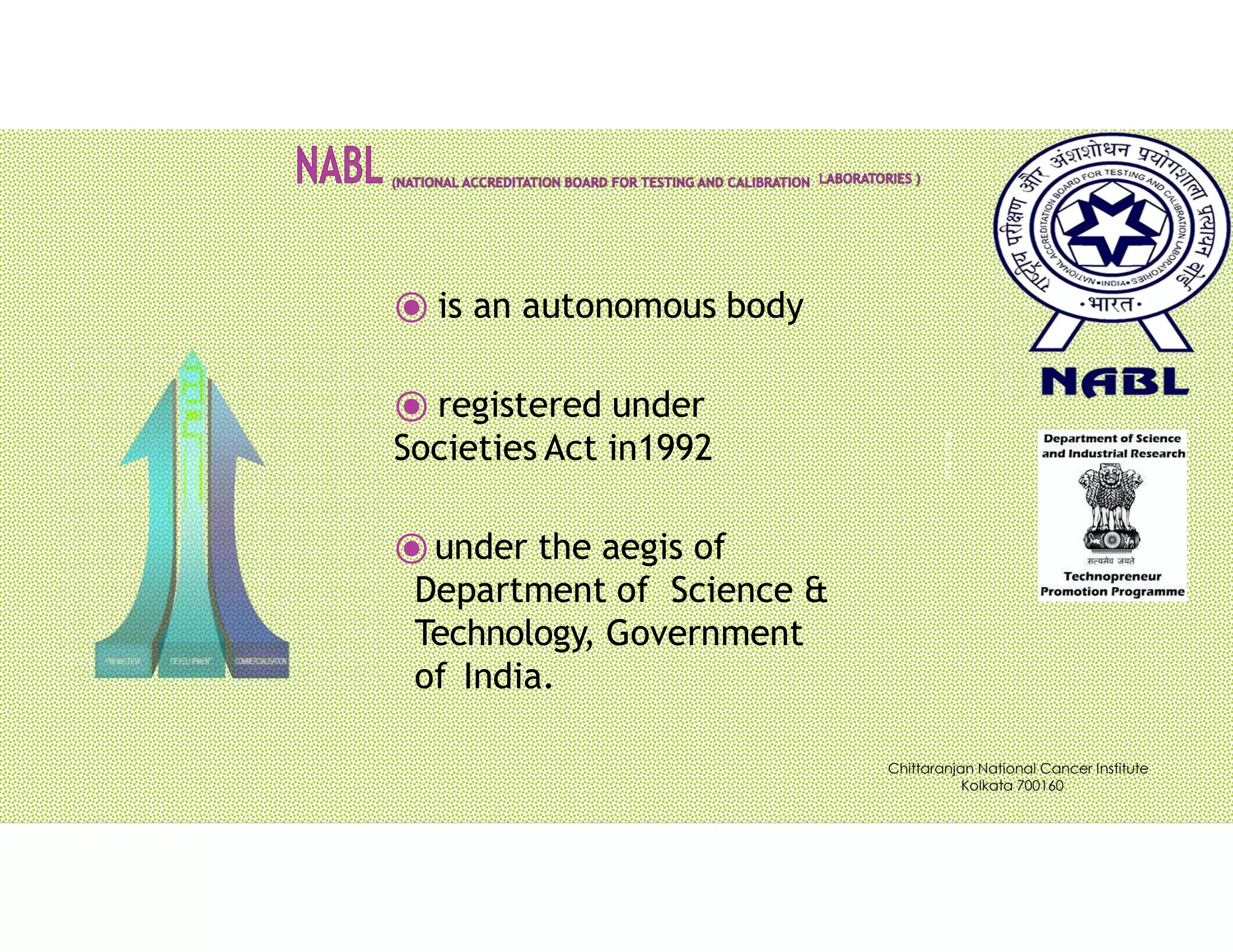 Pravin
Mali
⦿ is an autonomous body
⦿ registered under
Societies Act in1992
⦿under the aegis of
Department of Science &
Technology, Government
of India.
Chittaranjan National Cancer Institute
Kolkata 700160
 