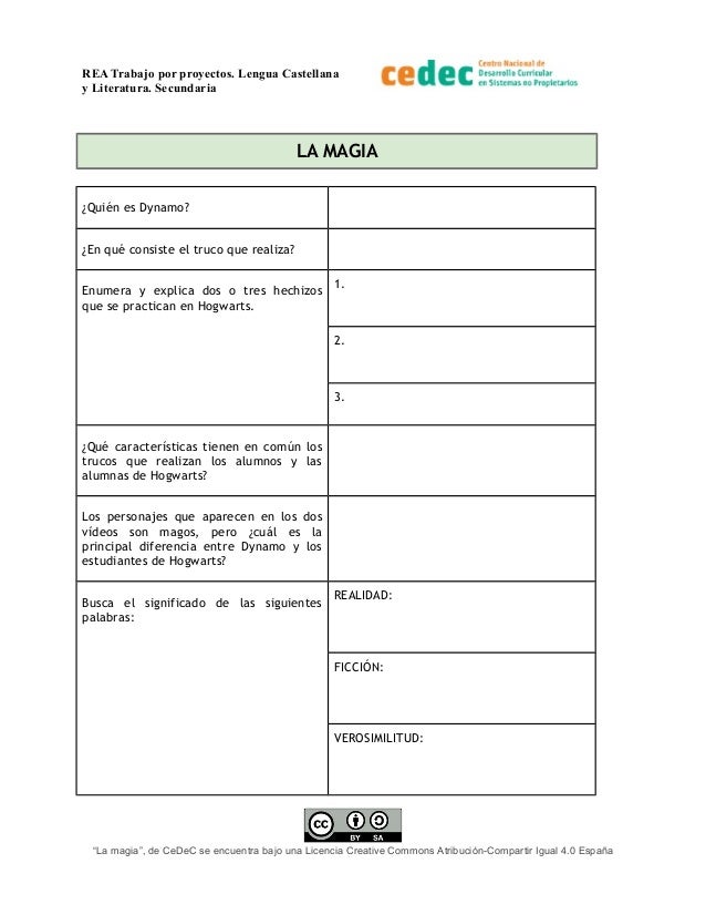 REA Trabajo por proyectos. Lengua Castellana
y Literatura. Secundaria
LA MAGIA
¿Quién es Dynamo?
¿En qué consiste el truco...