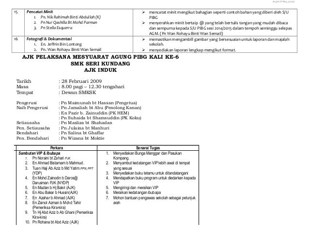 Ajk pelaksana mesyuarat agung pibg kali ke 43