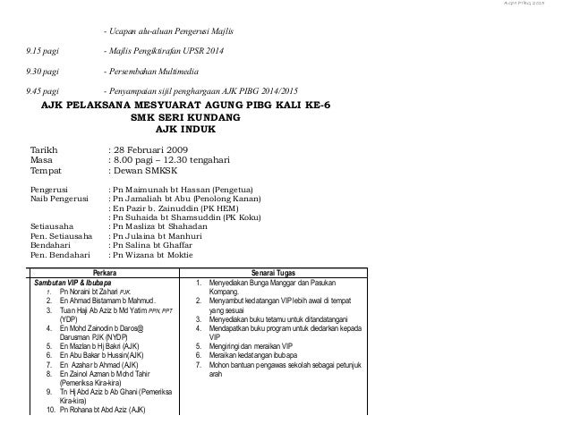 Ajk pelaksana mesyuarat agung pibg kali ke 43