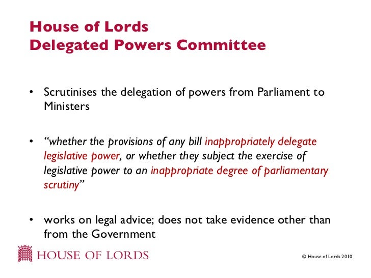 Understanding secondary legislation delivered 29 October 2010
